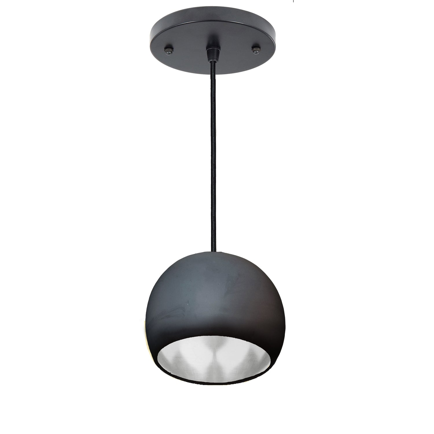 5&quot; Matte Black &amp; Silver Leaf Clay Pendant Light Hammers and Heels