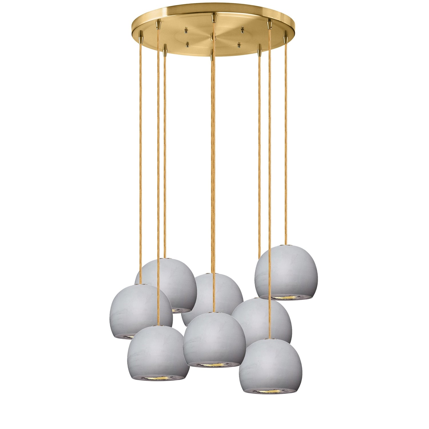 5&quot; Matte Grey &amp; Brass Geode Crystal Stagger Chandelier- Brass Cord Hammers and Heels