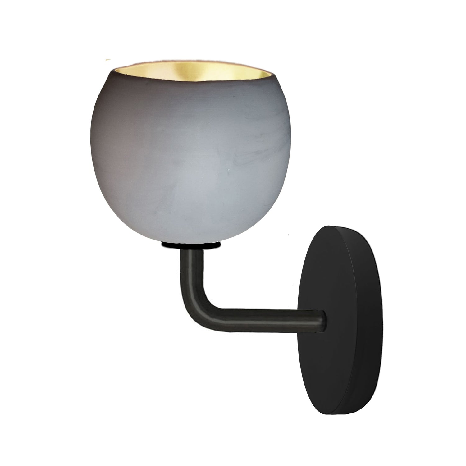 5&quot; Matte Grey &amp; Brass Leaf Clay Sconce Hammers and Heels