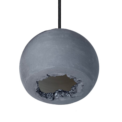 5&quot; Matte Grey Geode Crystal Pendant Light- Black Cord Hammers and Heels