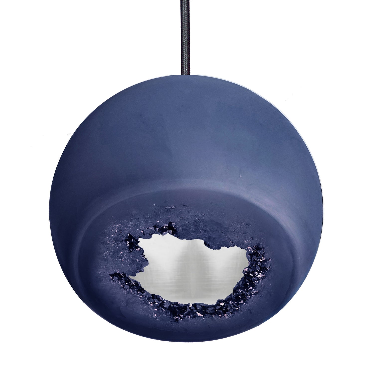 5&quot; Matte Indigo &amp; Silver Geode Crystal Stagger Chandelier- Black Cord Hammers and Heels