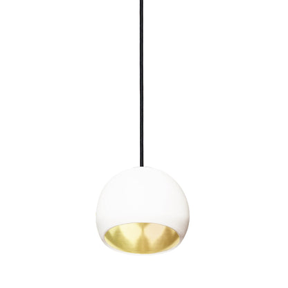 5&quot; Matte White &amp; Brass Leaf Clay Pendant Light Hammers and Heels