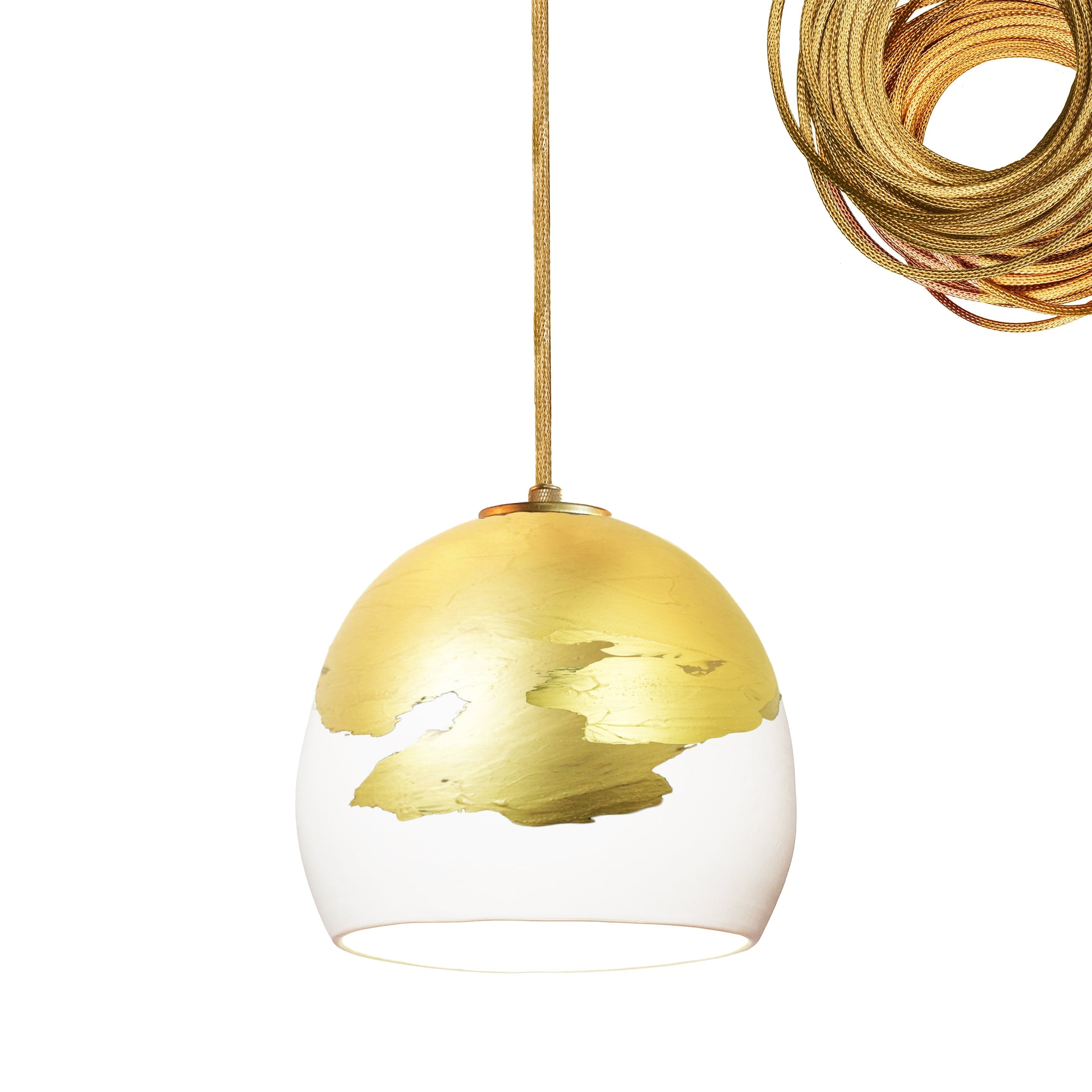 5&quot; Matte White &amp; Brass Ombre Porcelain Multiple Stagger Pendant Chandelier Hammers and Heels