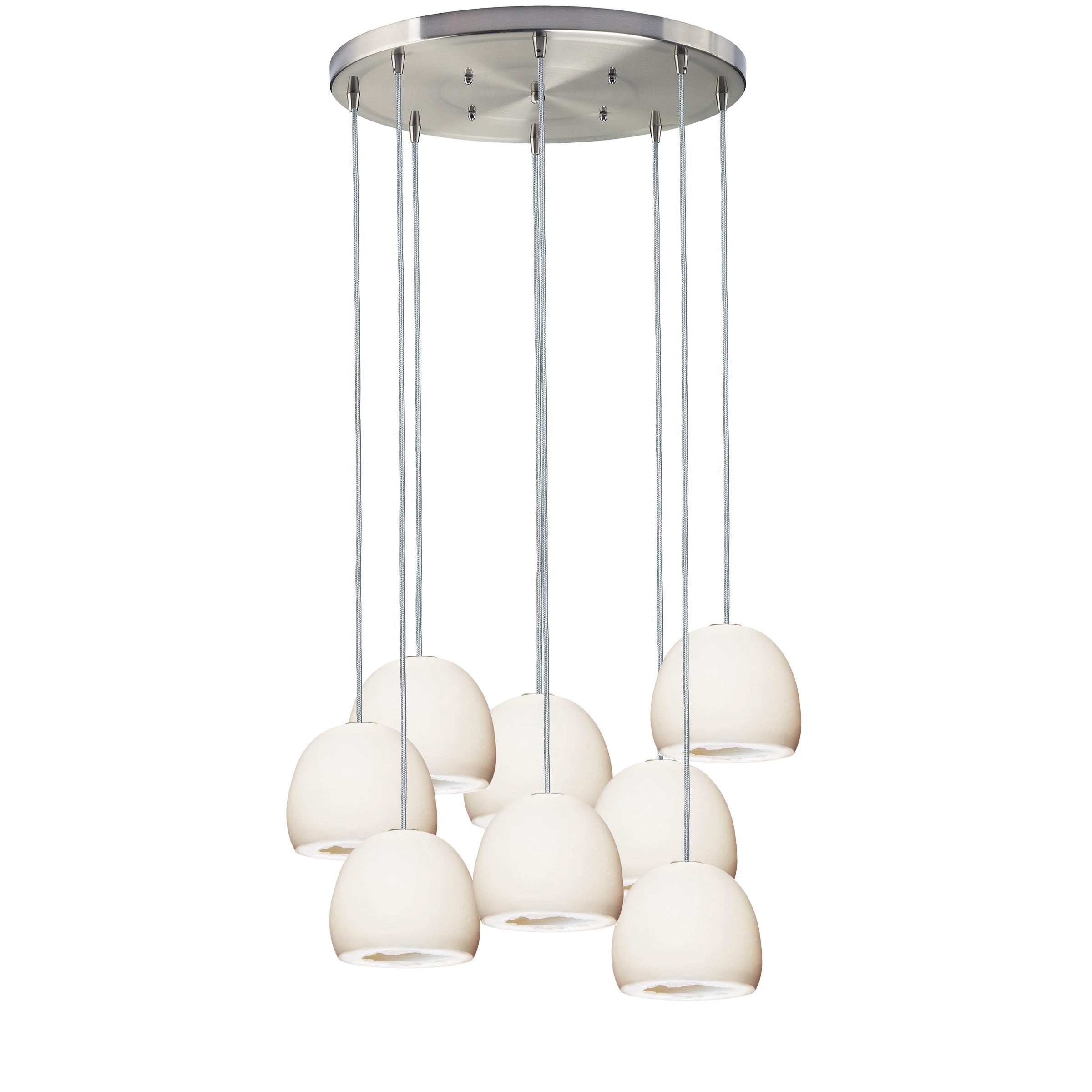 5&quot; Matte White Geode Crystal Stagger 8 Light Chandelier