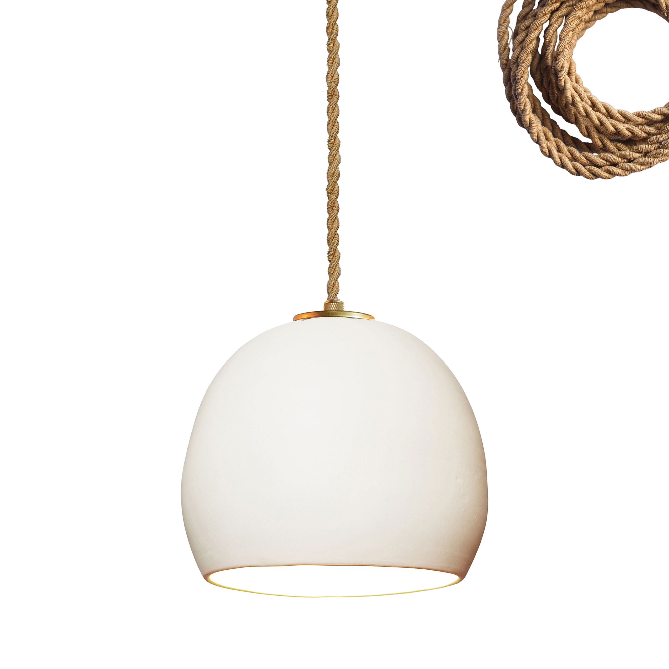 5&quot; Matte White Porcelain Globe Pendant Light - Ship Rope Cord Hammers and Heels