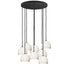 5" Matte White Porcelain Staggered Chandelier- Black Cord Hammers and Heels