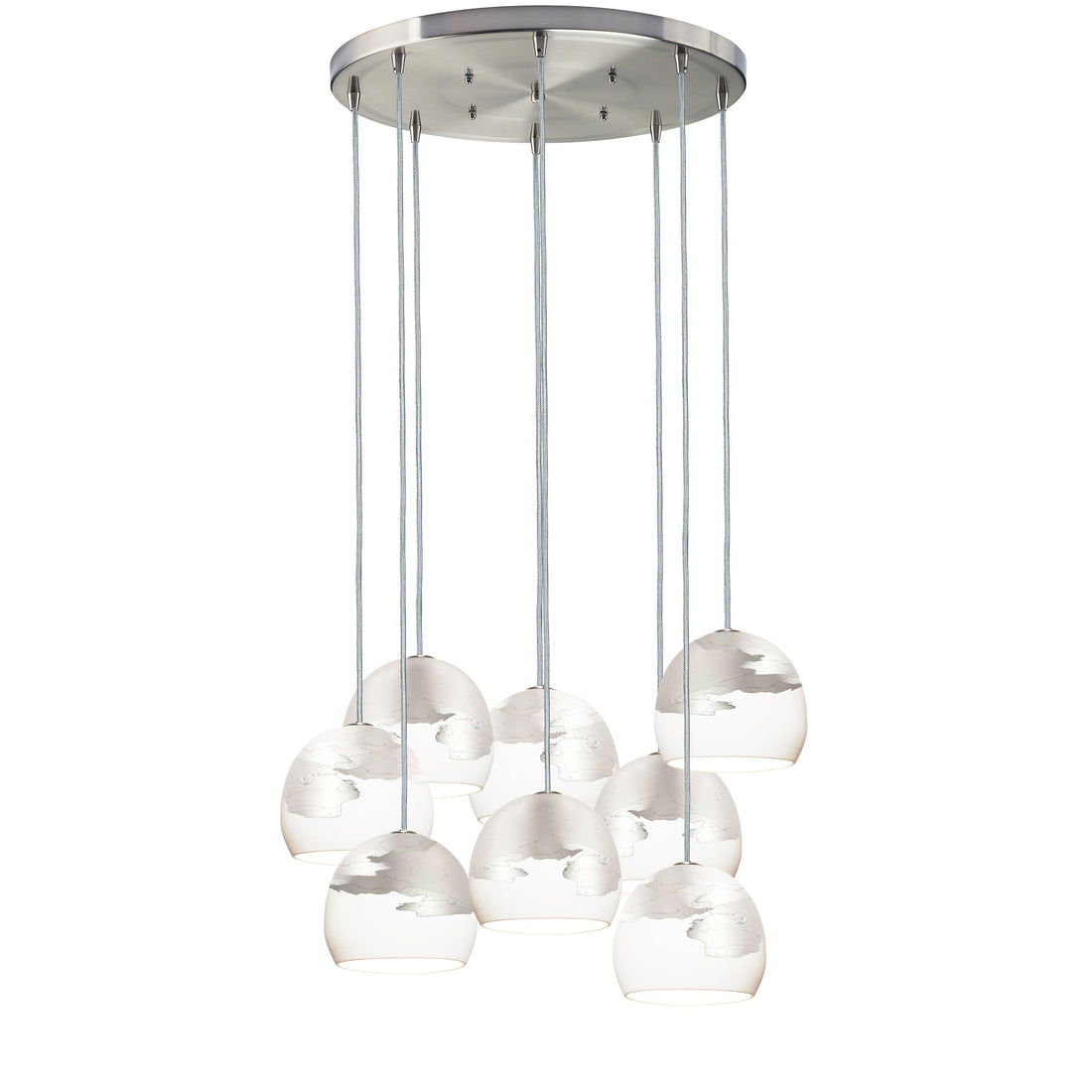 5&quot; Matte White &amp; Silver Ombre Porcelain Multiple Stagger Pendant Chandelier Hammers and Heels