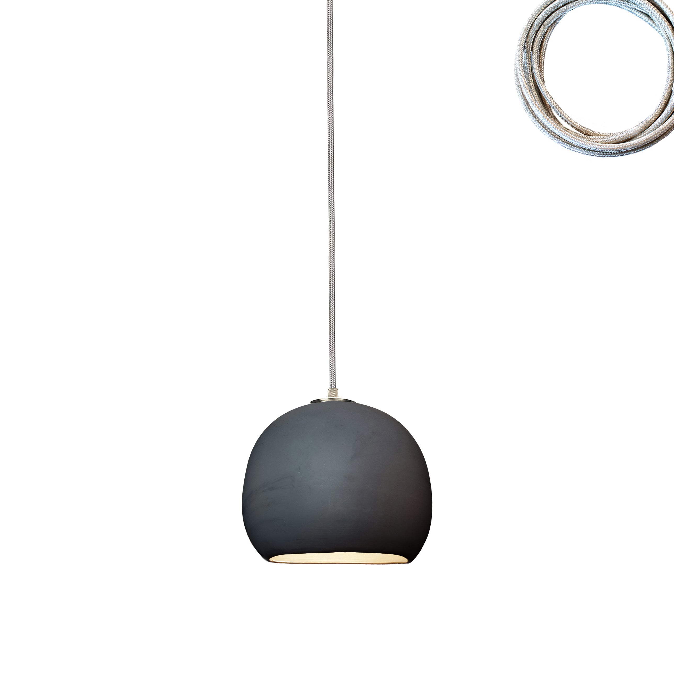 5&quot; Matte Black Porcelain Globe Pendant Light