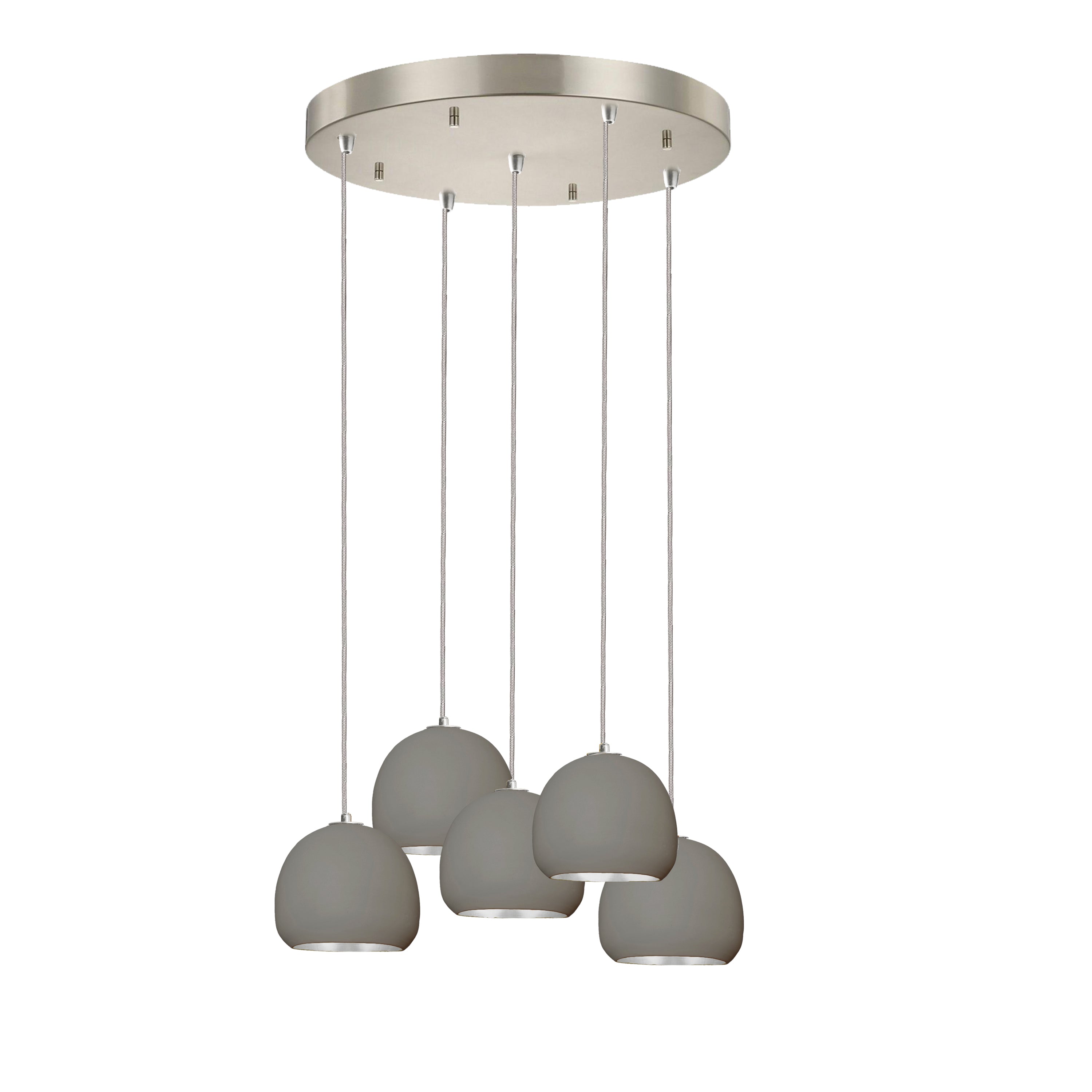 5&quot; Mini Grey Clay &amp; Silver Leaf Stagger 5 Light Chandelier