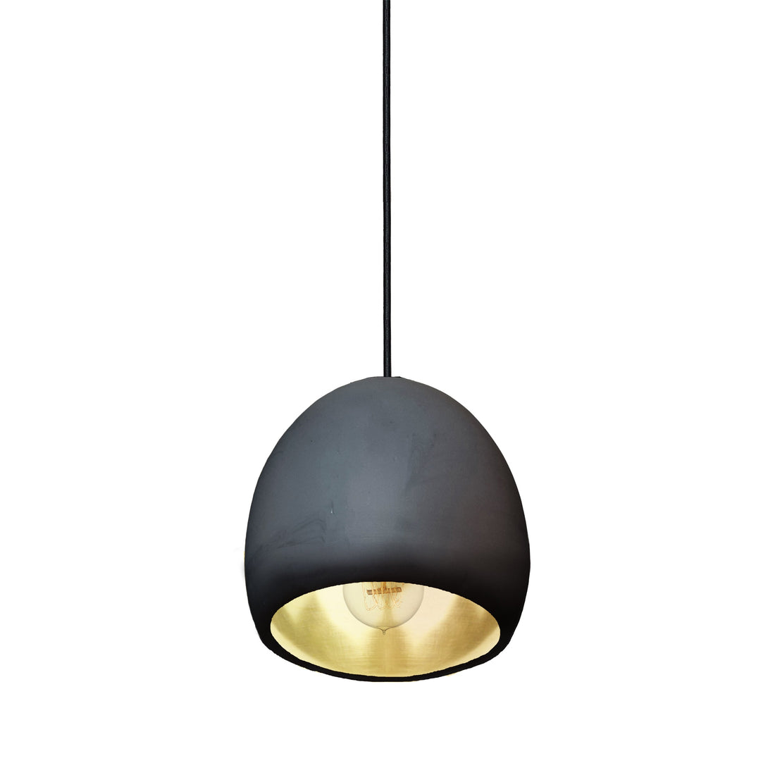 7&quot; Matte Black &amp; Brass Leaf Clay Pendant Light Hammers and Heels