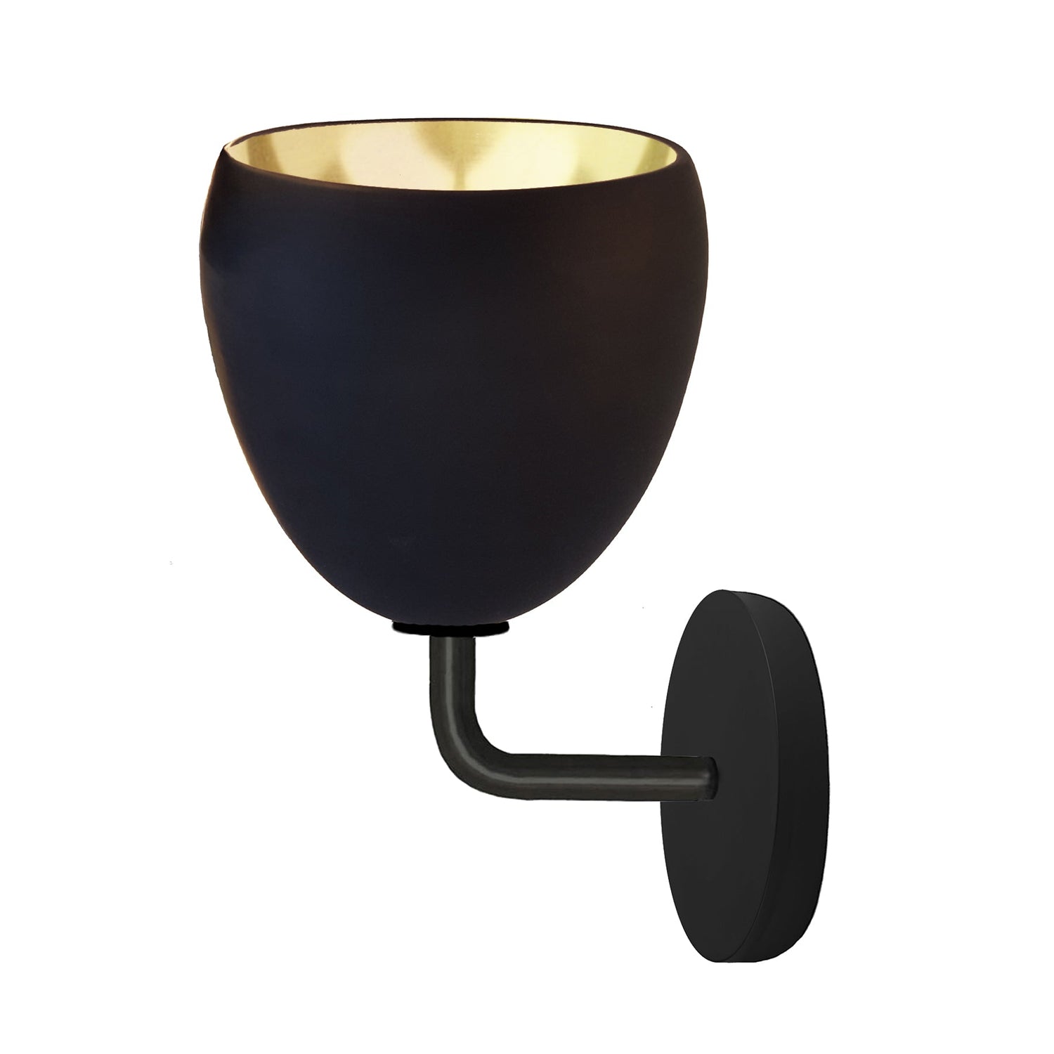 7&quot; Matte Black &amp; Brass Leaf Clay Sconce Hammers and Heels