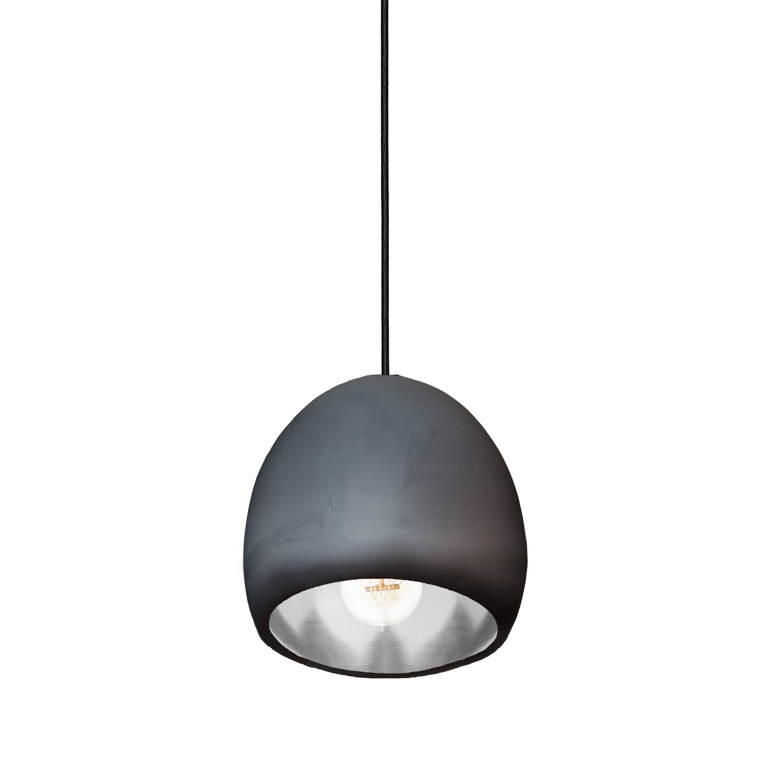 7&quot; Matte Black &amp; Silver Leaf Clay Pendant Light Hammers and Heels
