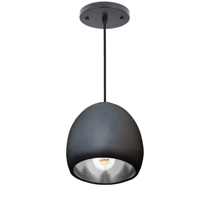7&quot; Matte Black &amp; Silver Leaf Clay Pendant Light Hammers and Heels