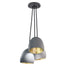 7" Matte Grey & Brass Leaf Clay 3 Pendant Light Chandelier- Black Cord Hammers and Heels