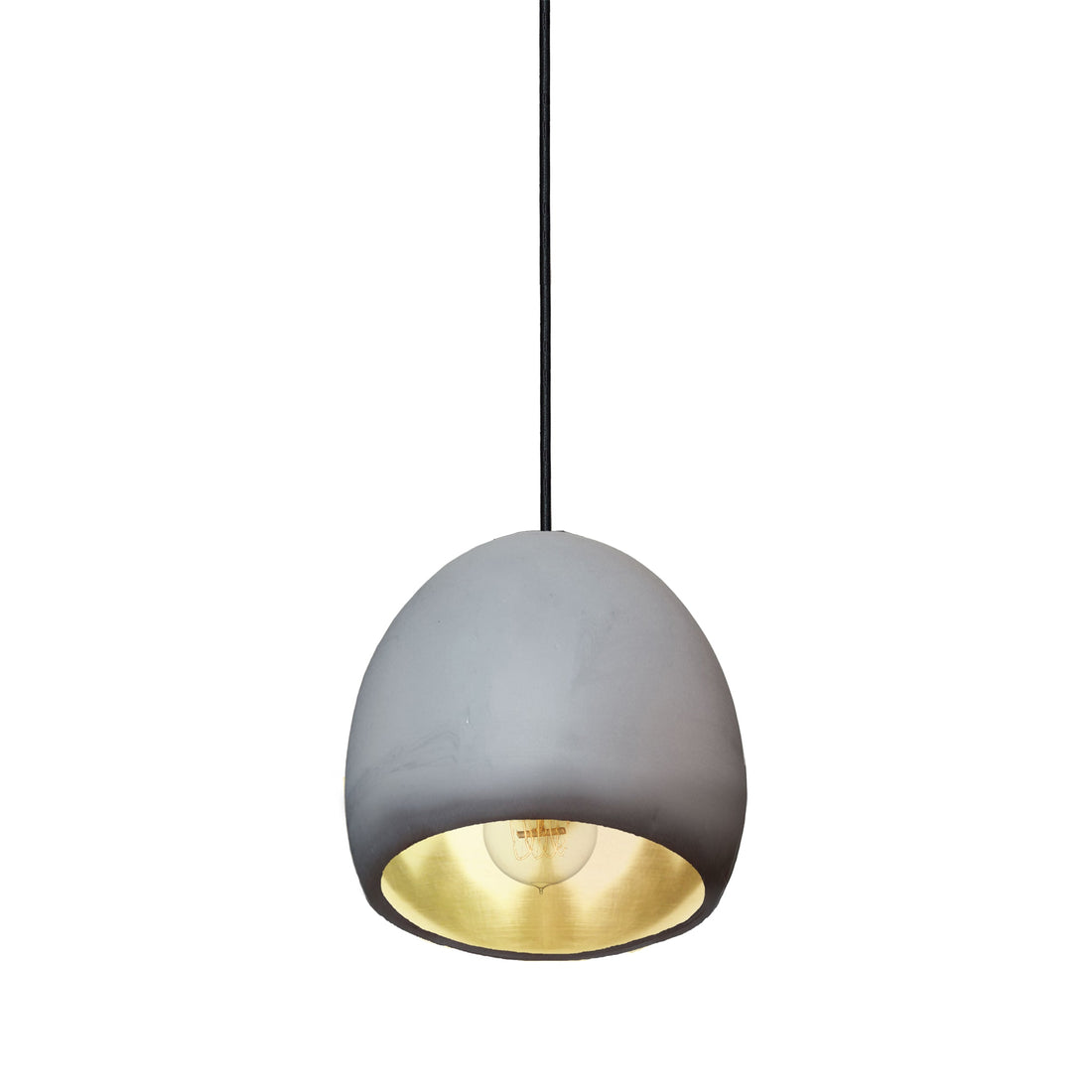 7&quot; Matte Grey &amp; Brass Leaf Clay Pendant Light Hammers and Heels