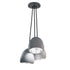 7" Matte Grey & Silver Leaf Clay 3 Pendant Light Chandelier- Black Cord Hammers and Heels