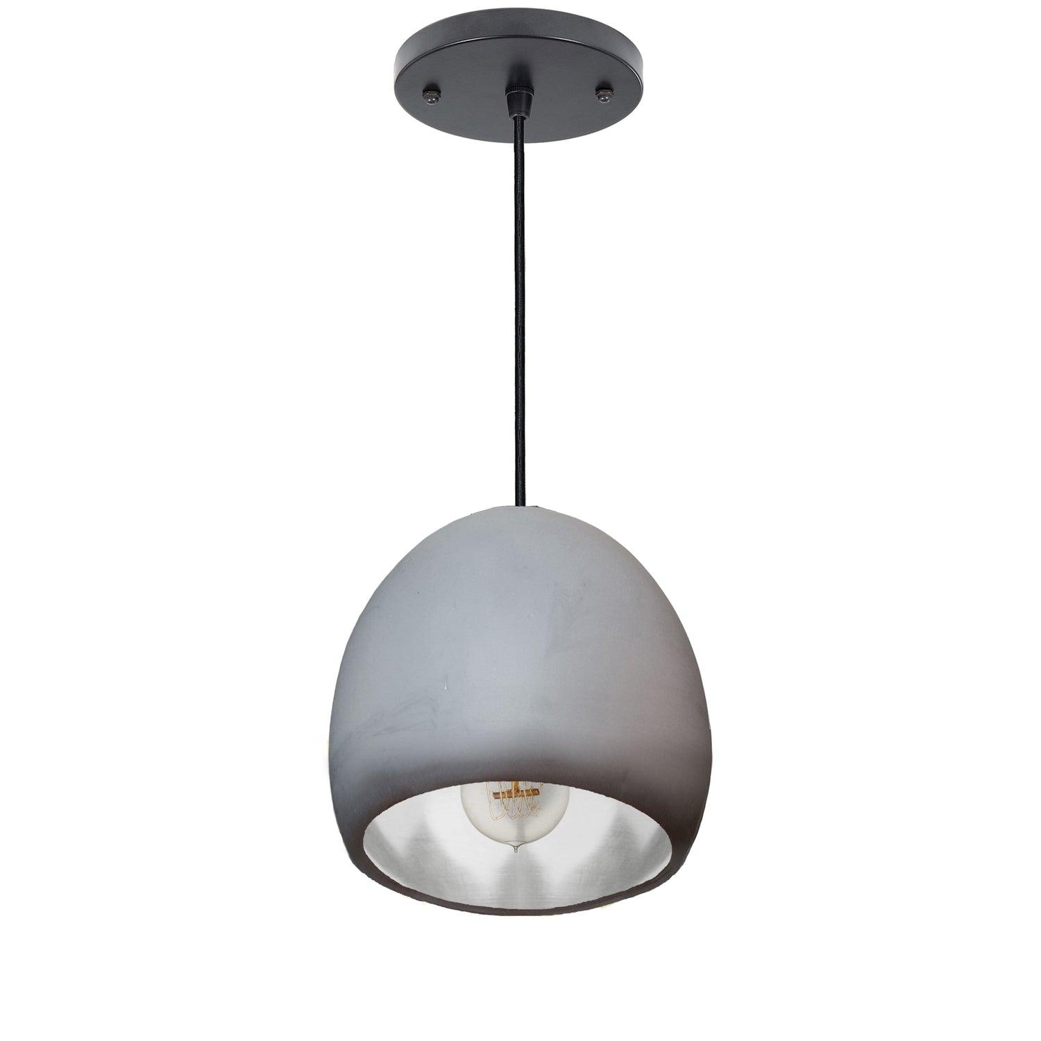 7&quot; Matte Grey &amp; Silver Leaf Clay Pendant Light Hammers and Heels