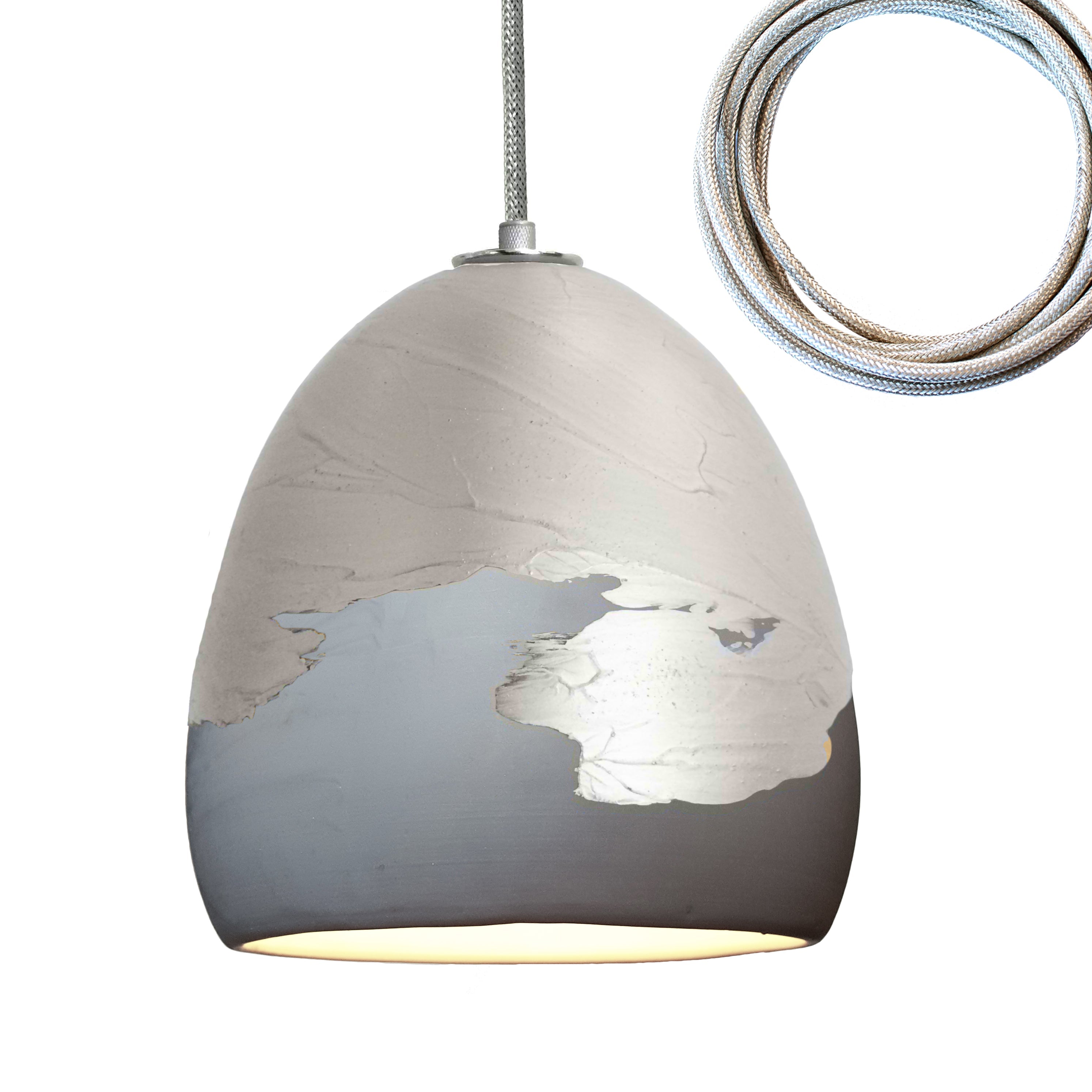 7&quot; Matte Grey &amp; Silver Ombre Porcelain Multiple Stagger Pendant Chandelier Hammers and Heels