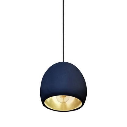 7&quot; Matte Indigo &amp; Brass Leaf Clay Pendant Light Hammers and Heels