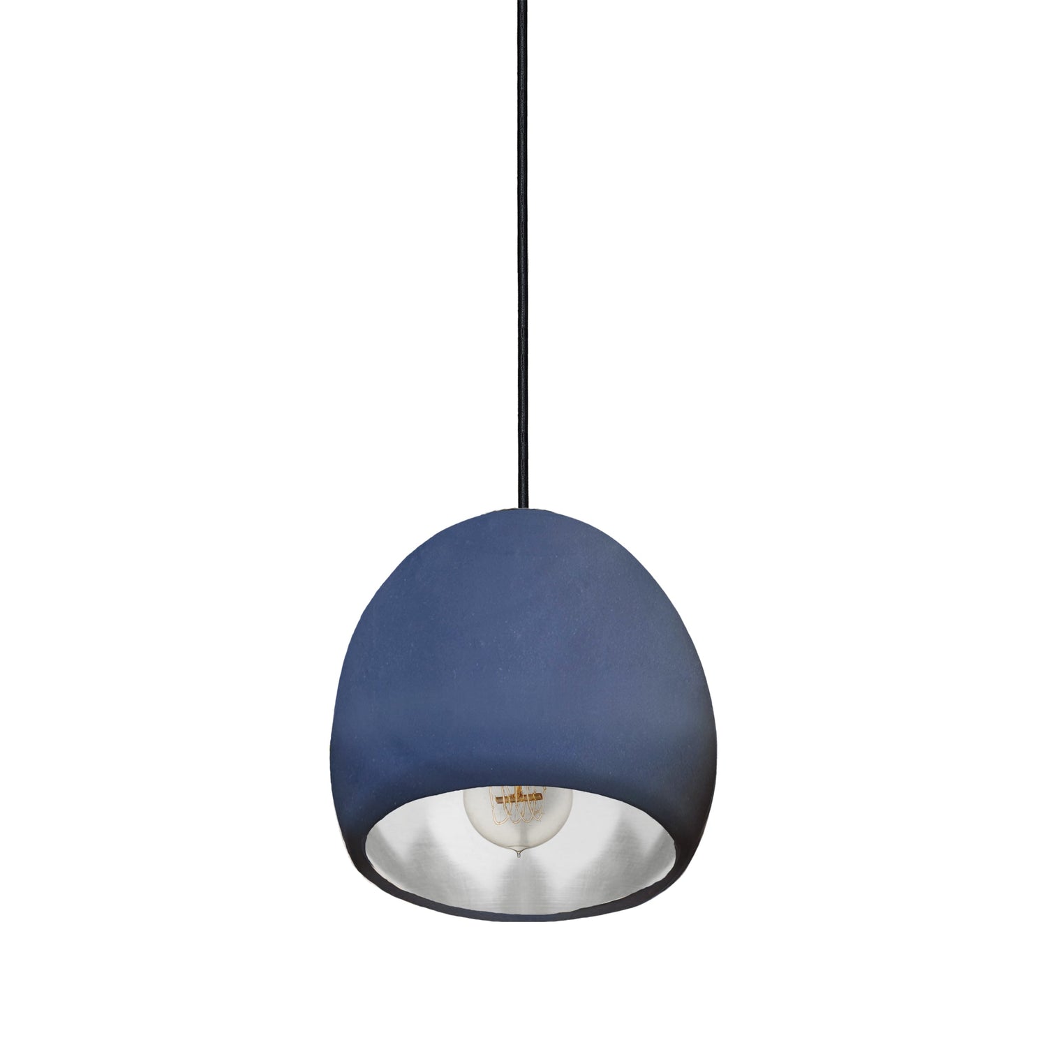 7&quot; Matte Indigo &amp; Silver Leaf Clay Pendant Light Hammers and Heels