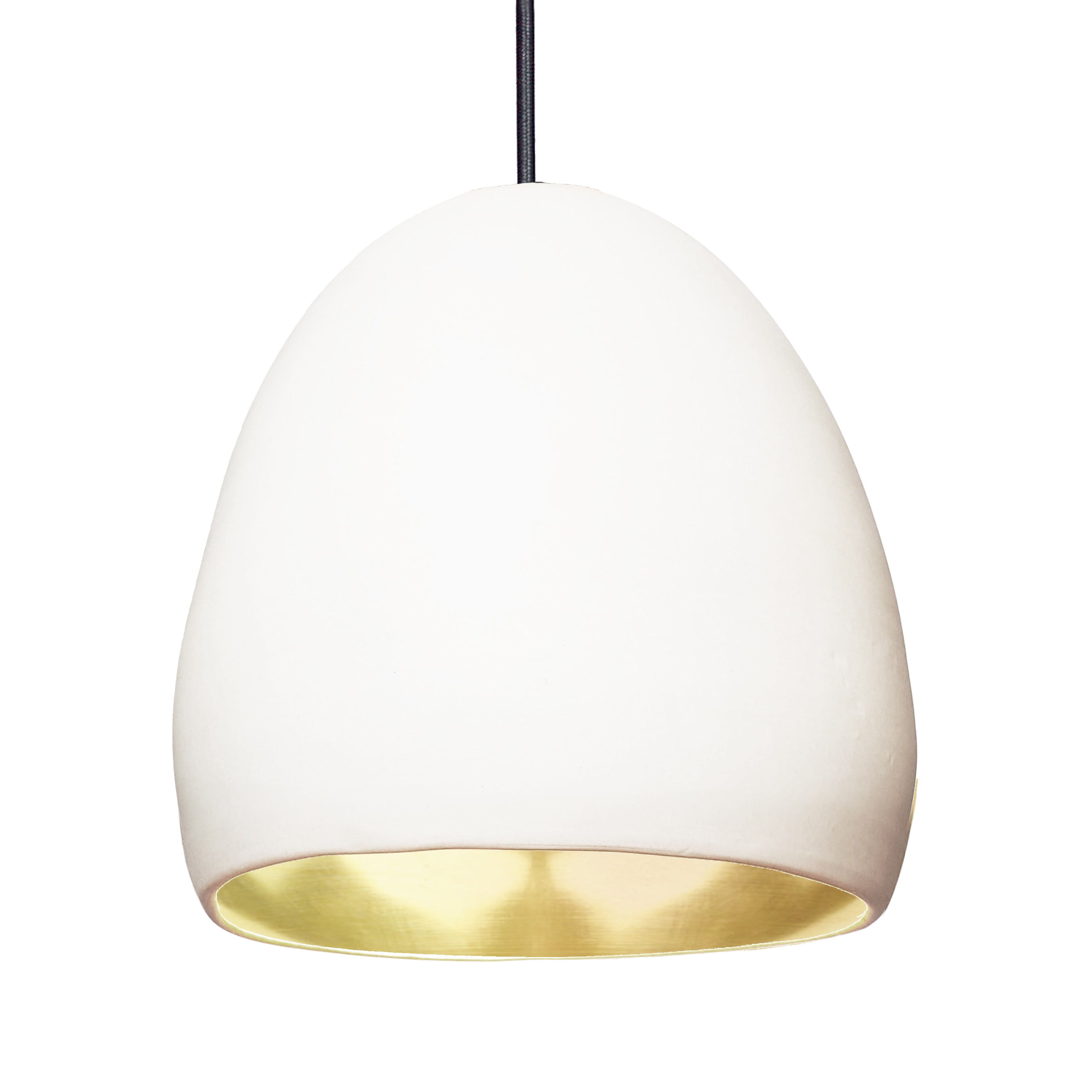 7&quot; Matte White &amp; Brass Leaf Clay Pendant Light Hammers and Heels