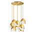 7" Matte White & Brass Ombre Porcelain Multiple Stagger Pendant Chandelier Hammers and Heels