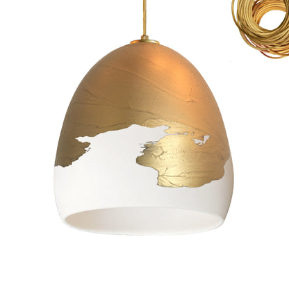 7&quot; Matte White &amp; Brass Ombre Porcelain Pendant Light Hammers and Heels