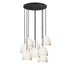 7" Matte White Porcelain Staggered Chandelier- Black Cord Hammers and Heels