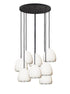 7" Matte White & Silver Leaf Clay Multiple Stagger Pendant Chandelier Hammers and Heels