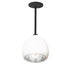 7" Matte White & Silver Leaf Clay Pendant Light- Black Downrod Hammers and Heels