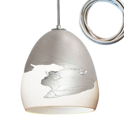 7&quot; Matte White &amp; Silver Ombre Porcelain Multiple Stagger Pendant Chandelier Hammers and Heels