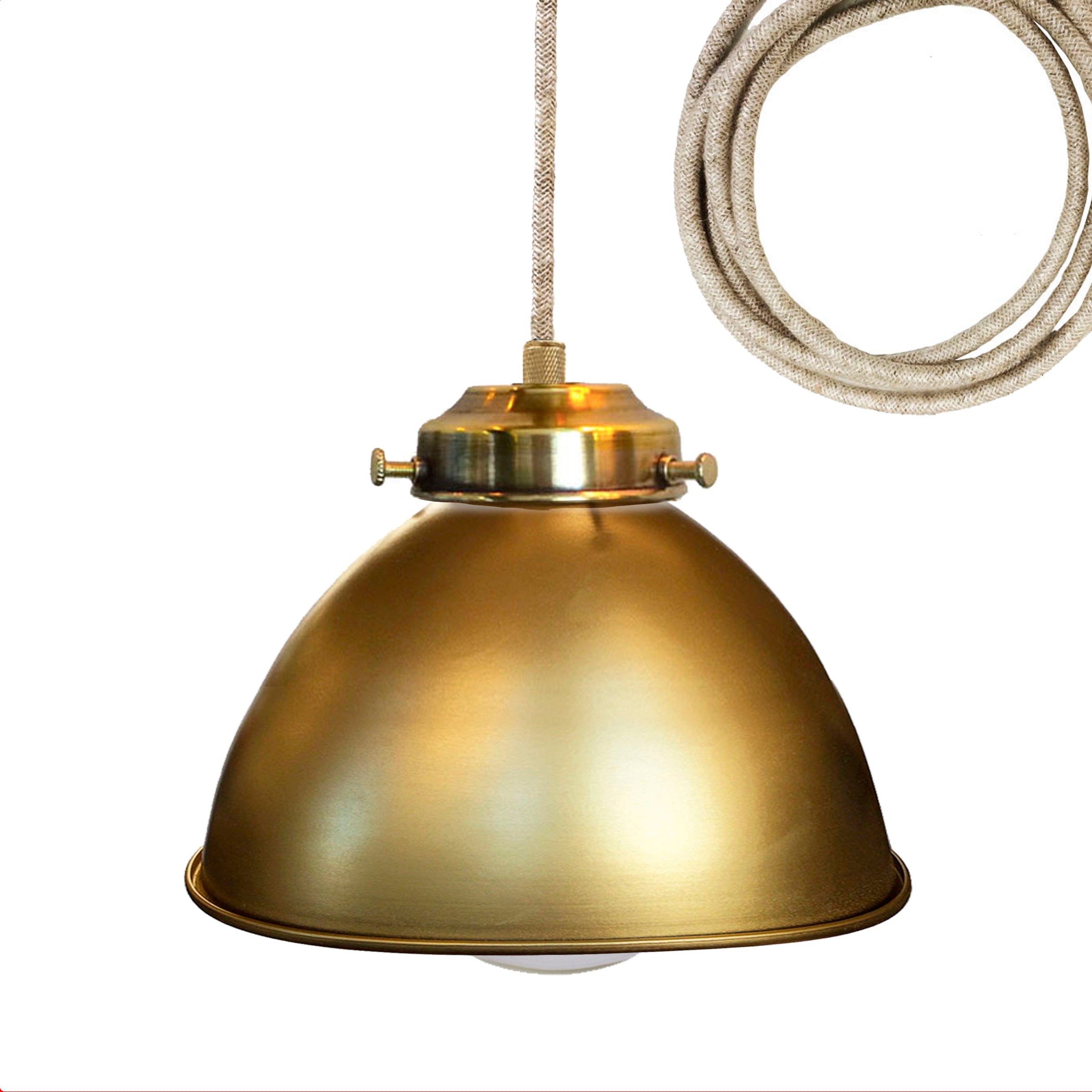 Factory Dome Metal Brass Shade Pendant Light