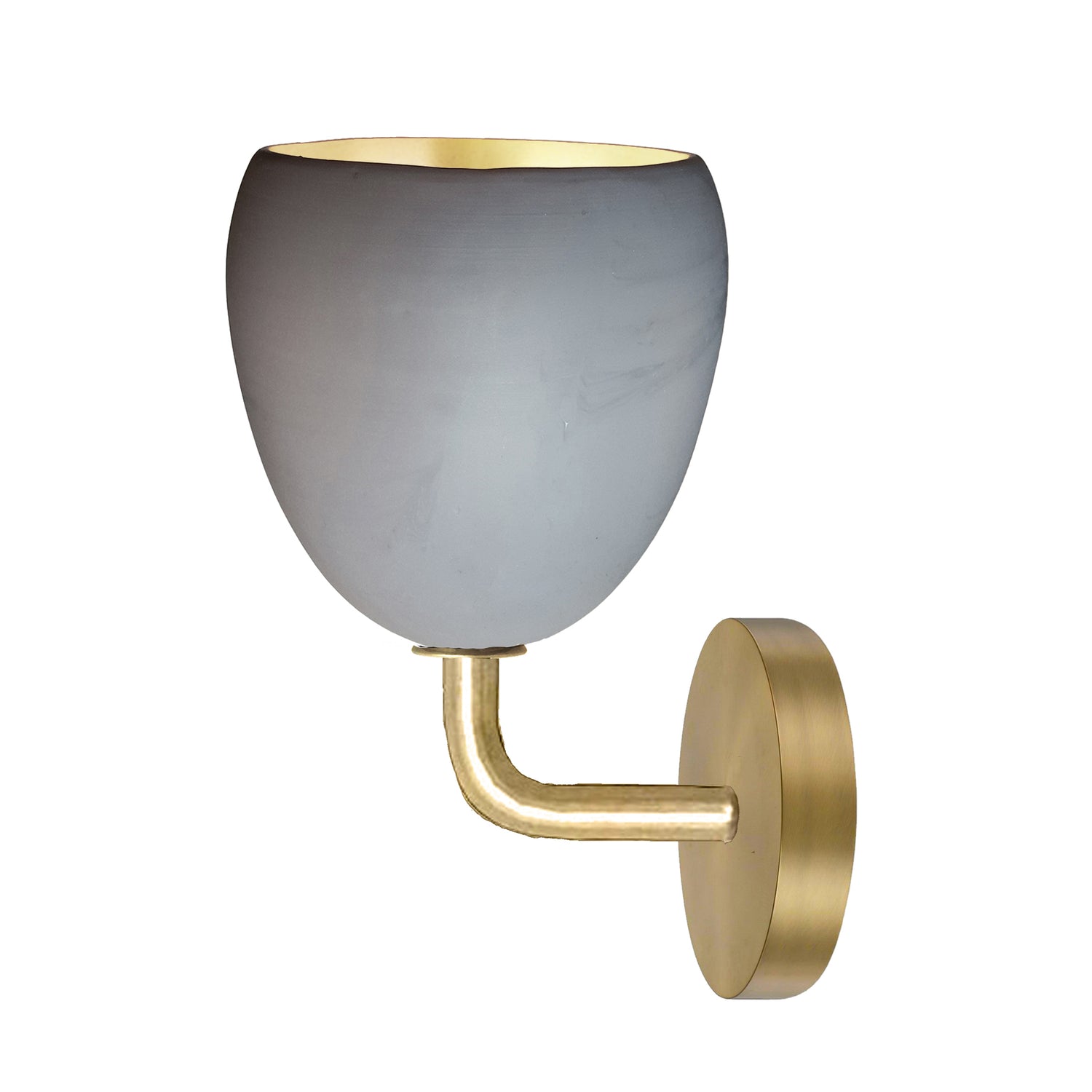 7&quot; Matte Grey &amp; Brass Leaf Clay Sconce