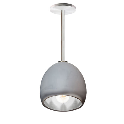 7&quot; Matte Grey &amp; Silver Leaf Clay Downrod Pendant Light