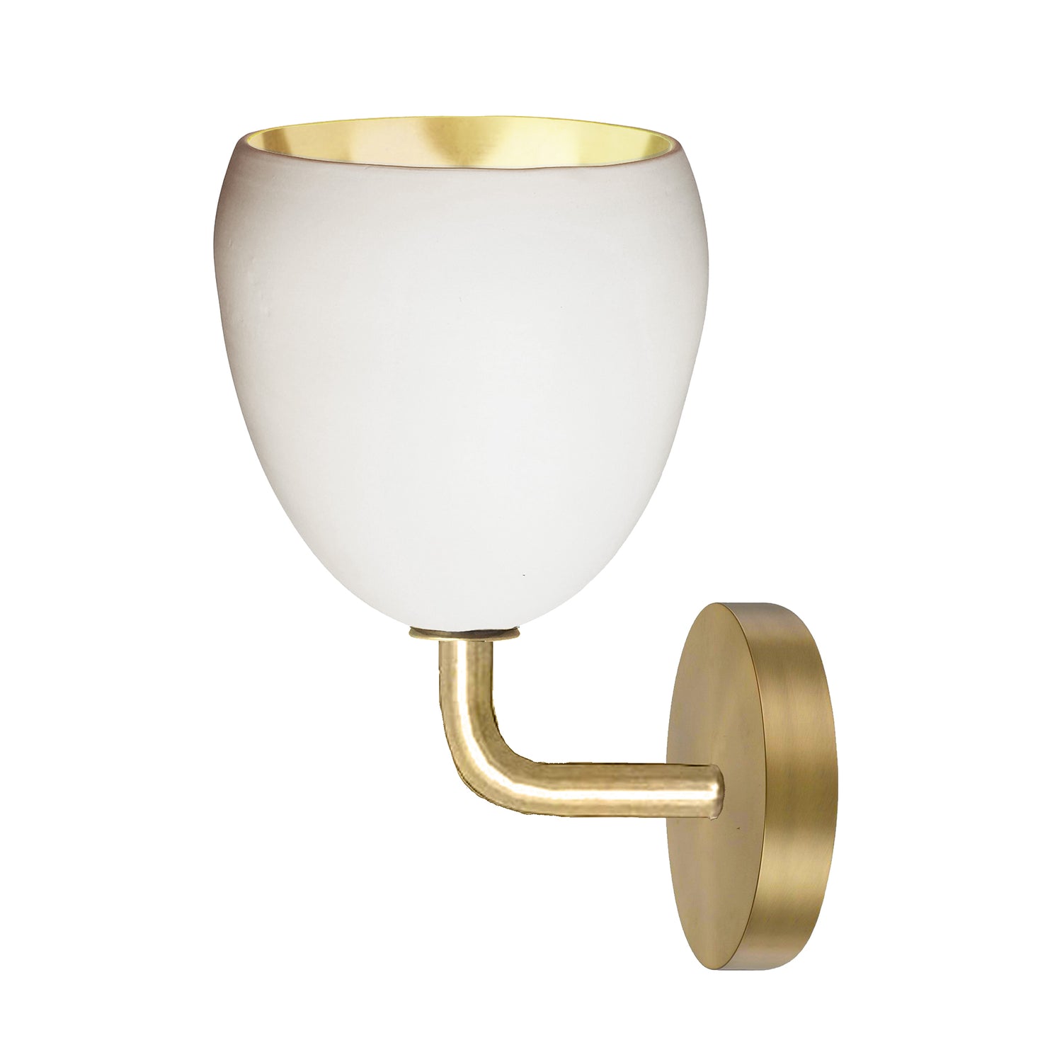 7&quot; Matte White &amp; Brass Leaf Clay Sconce
