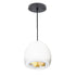 8" Matte White & Brass Geode Crystal Pendant Light- Black Cord Hammers and Heels