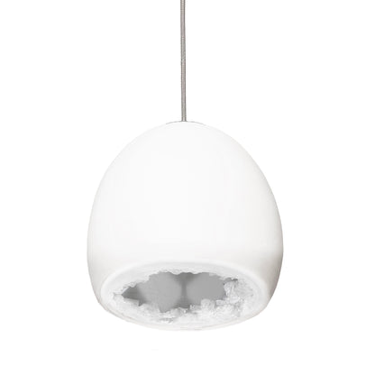 8&quot; Matte White &amp; Silver Geode Crystal Pendant Light- Black Cord Hammers and Heels