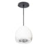 8" Matte White & Silver Geode Crystal Pendant Light- Black Cord Hammers and Heels