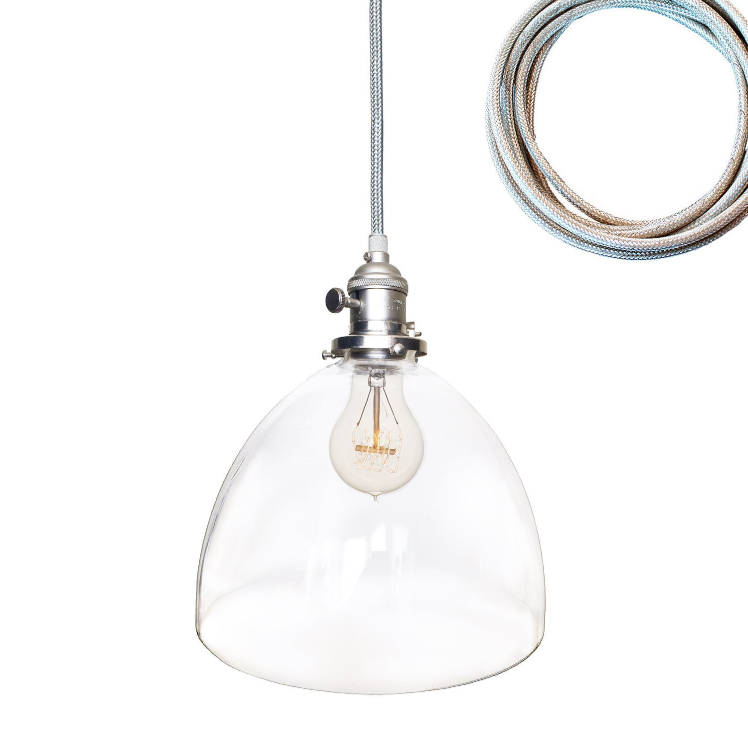 Clear Blown Glass Bell Socket Pendant Light