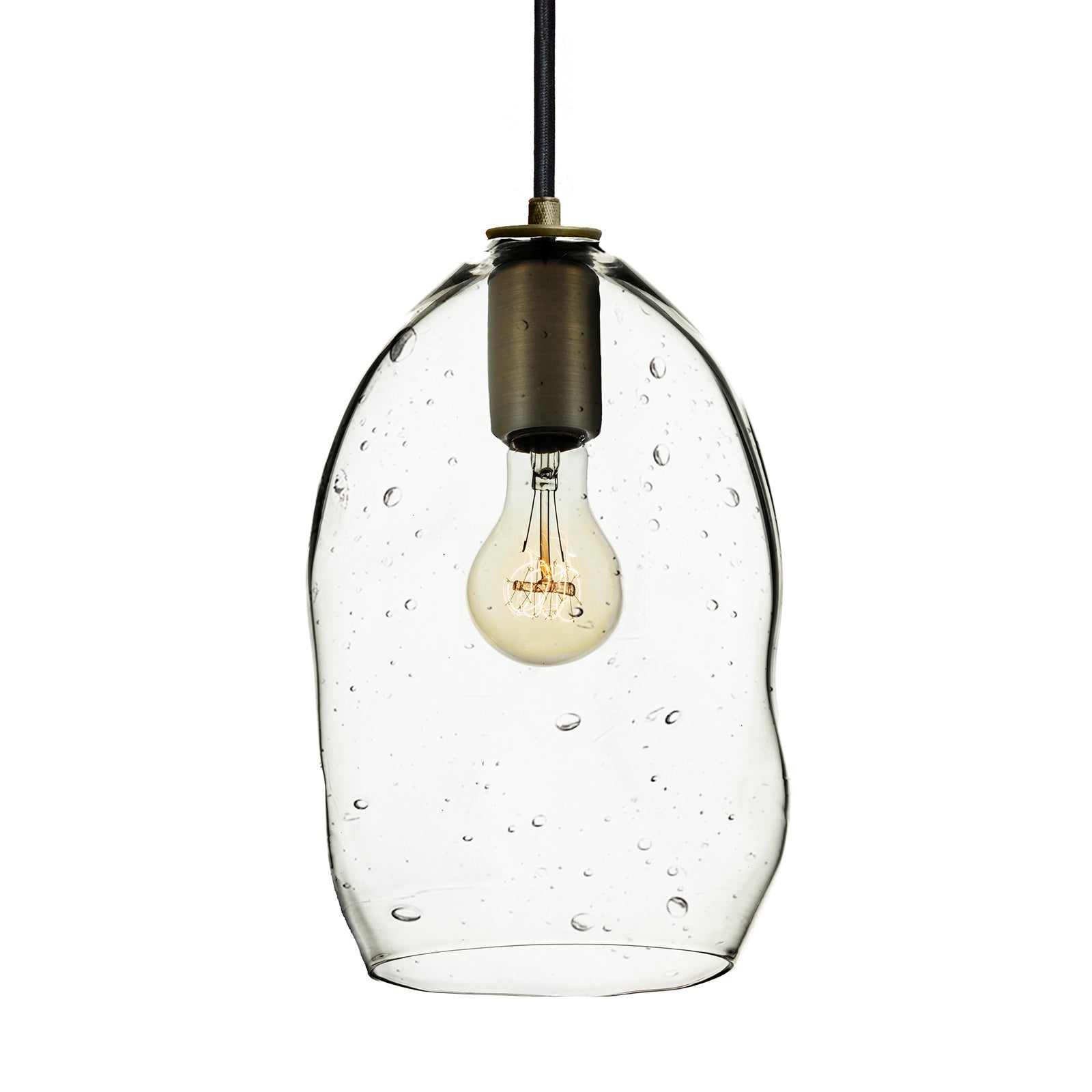 Seedy Bubble Hand Blown Glass and Stagger 7 Light Chandelier