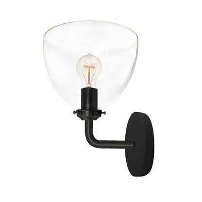 Clear Blown Glass Bell Wall Sconce- Matte Black Hammers and Heels