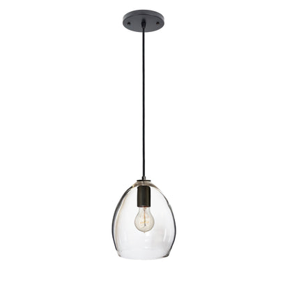 Clear Hand Blown Glass Orb Pendant Light- Matte Black Hammers and Heels