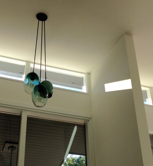 Clear Hand Blown Glass Orb Pendant Light- Matte Black Hammers and Heels