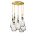 Clear Hand Blown Glass Teardrop & Wood Stagger Chandelier- Brass Cord Hammers and Heels