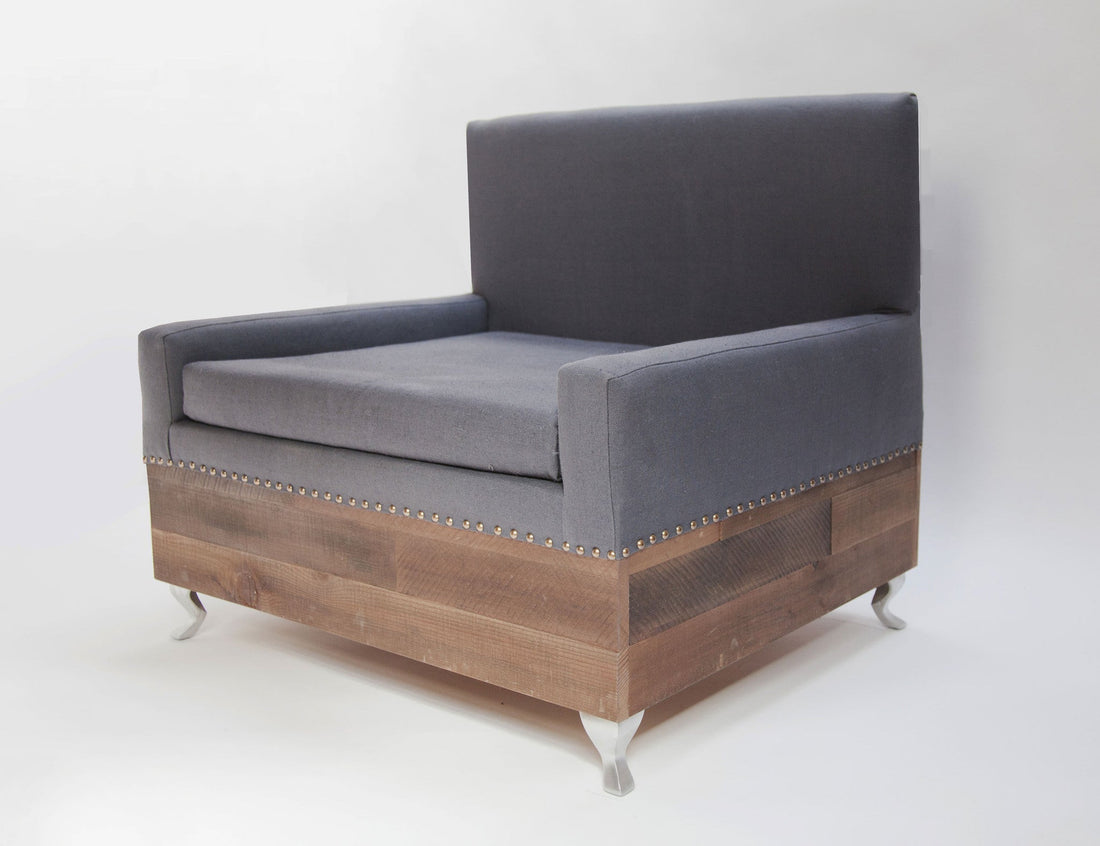 Custom Reclaimed Wood Modern Industrial Chair Hammers and Heels