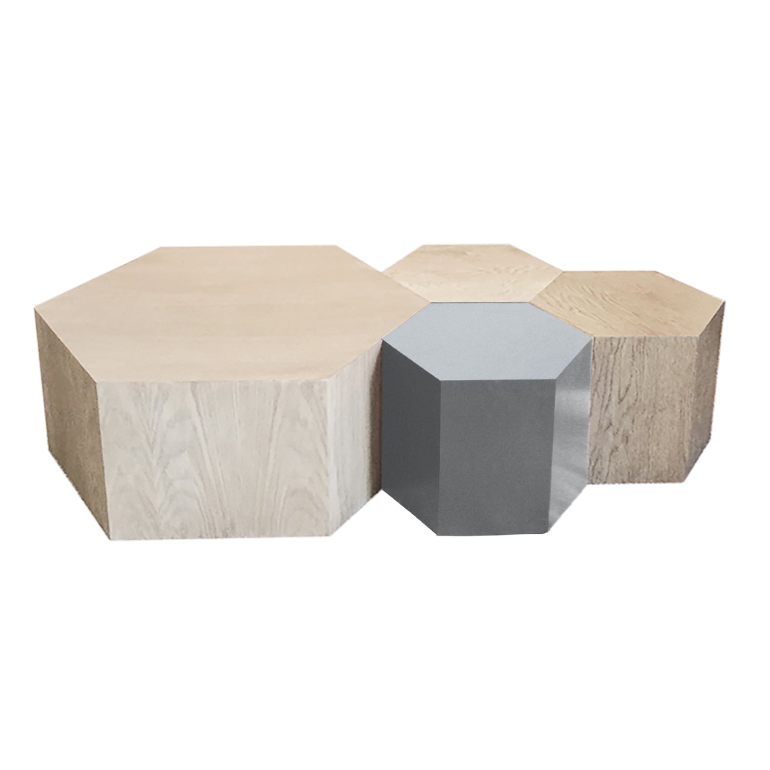 Hexagon Wood Modern Geometric Oak Table