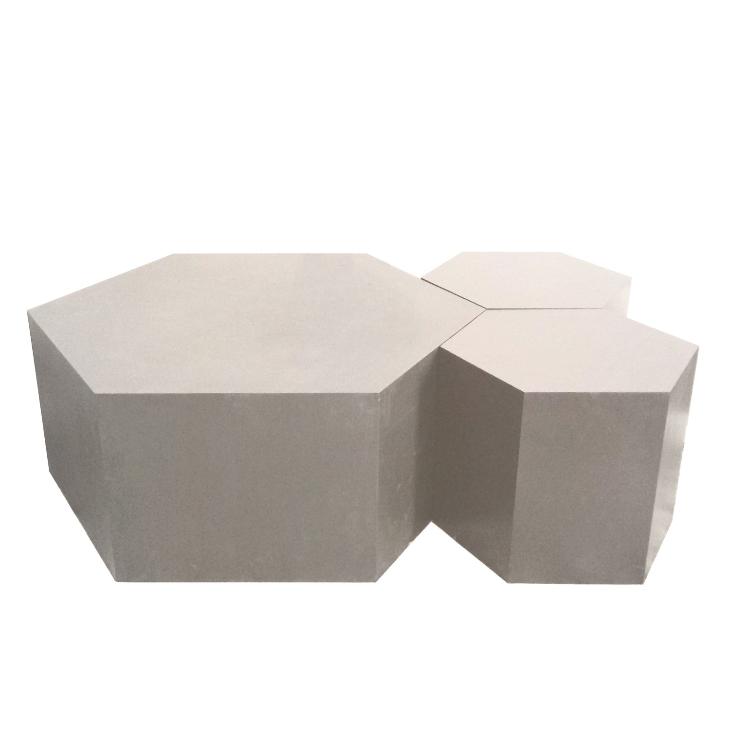 Hexagon Metallic Wood Modern Geometric Table- Nickel Hammers and Heels