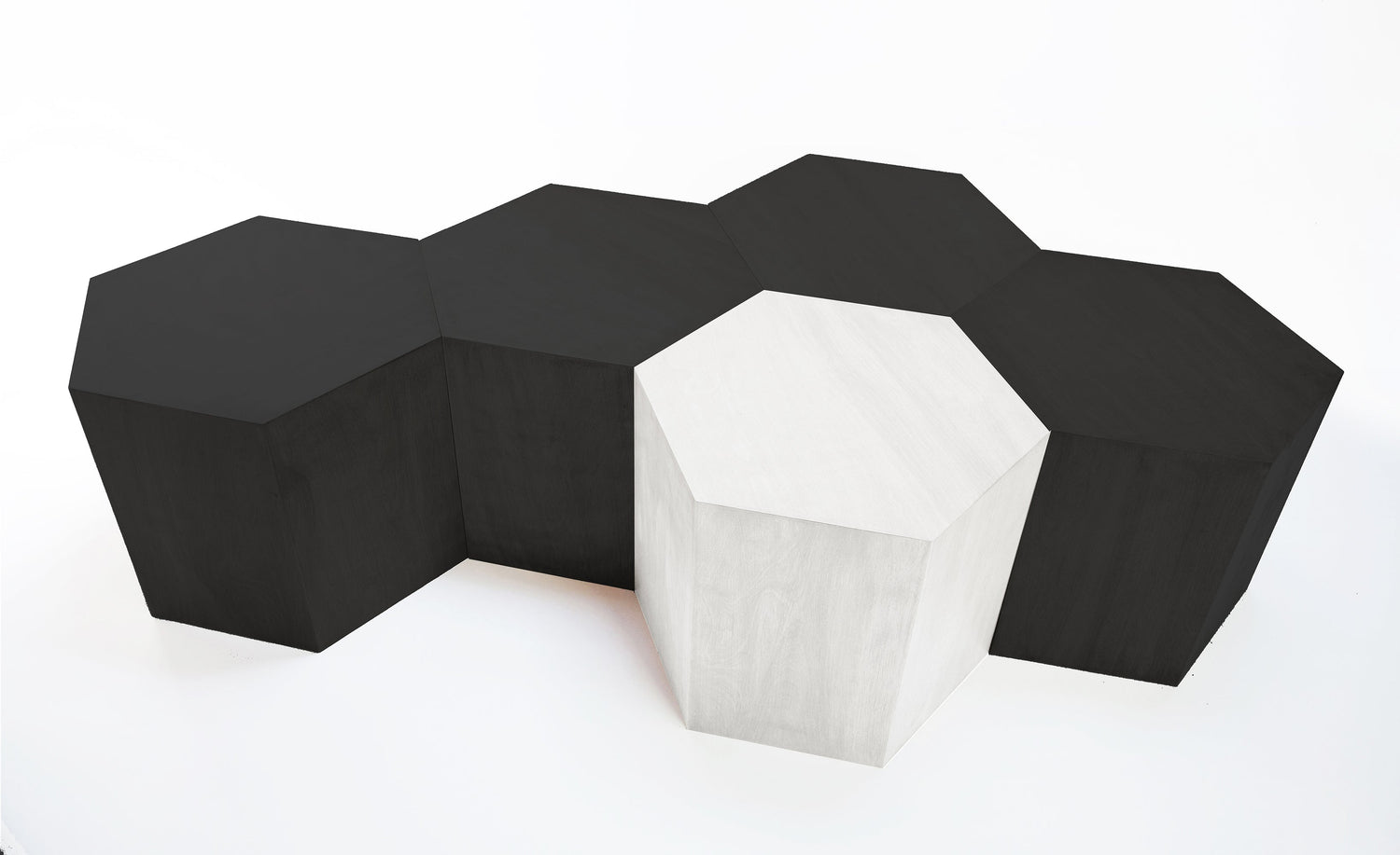 Hexagon Wood Modern Geometric Table- Matte Black Hammers and Heels