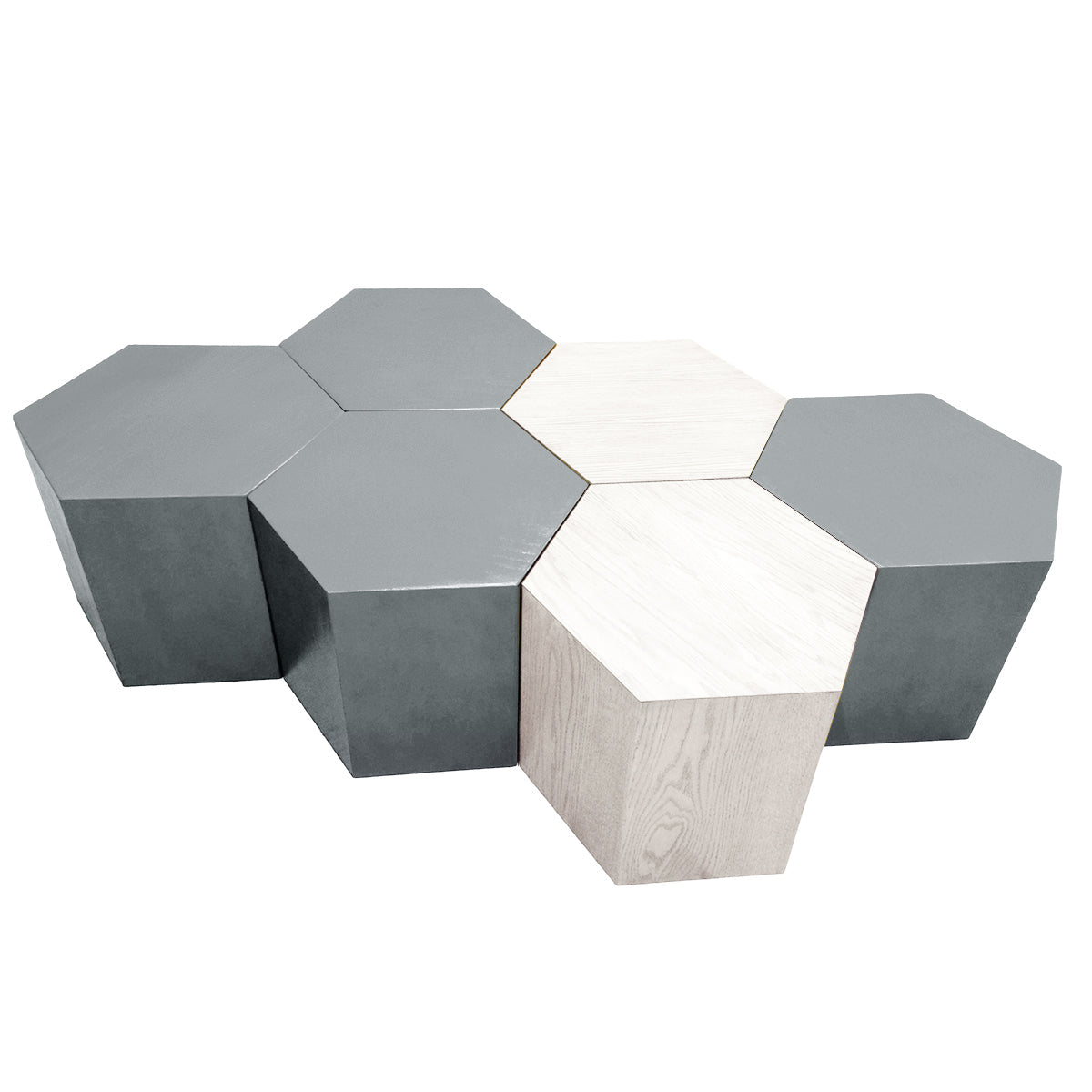 Hexagon Wood Modern Geometric Table- Matte Grey Hammers and Heels