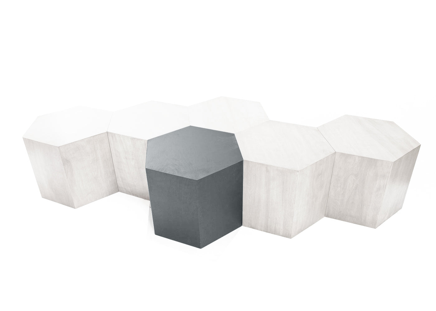 Hexagon Wood Modern Geometric Table- Matte Grey Hammers and Heels
